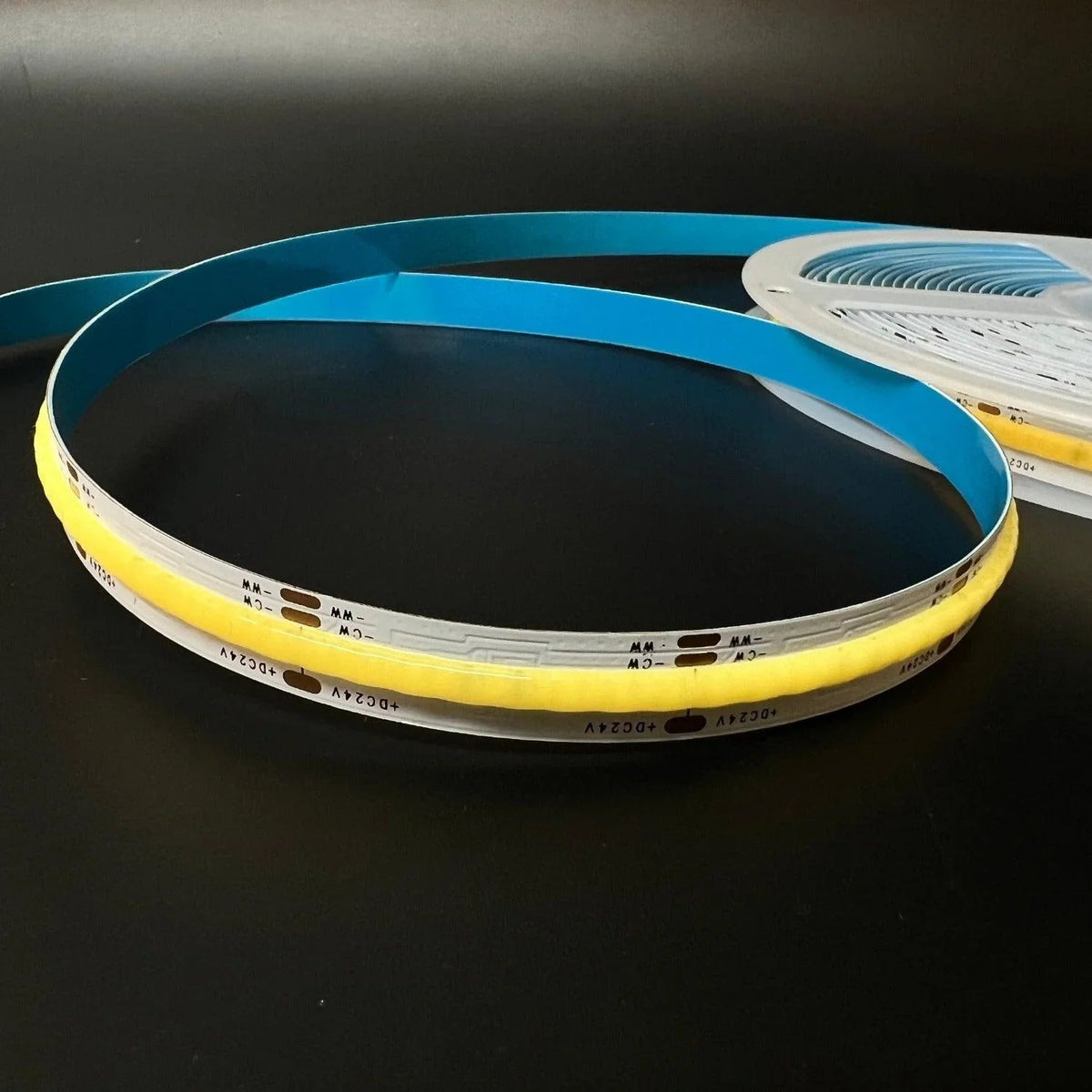 CCT COB LED Strip 2700K to 6500K 24V 480 LEDs/m IP20 8mm Wide — view 4 — House of LEDs UK