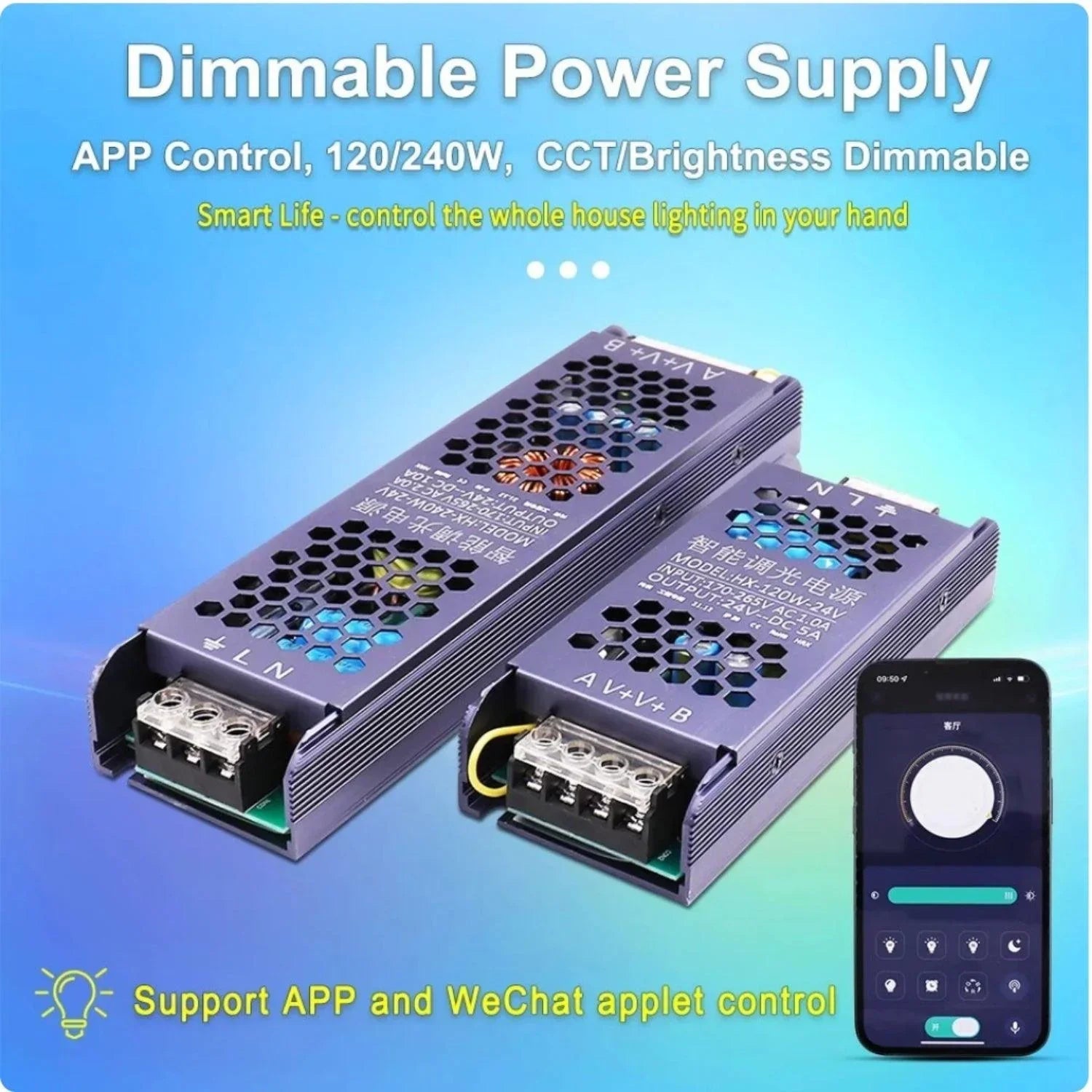 CCT LED Strip Dimmable Power Supply 24V Transformer with Dimmer 120W 450W LED Driver Bluetooth APP Control WW+CW — view 7 — House of LEDs UK