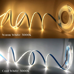 CCT Seamless COB LED Strip 24V 780 LEDs/m IP20 Waterproof WW+CW 10 Metre Kit - House of LEDS