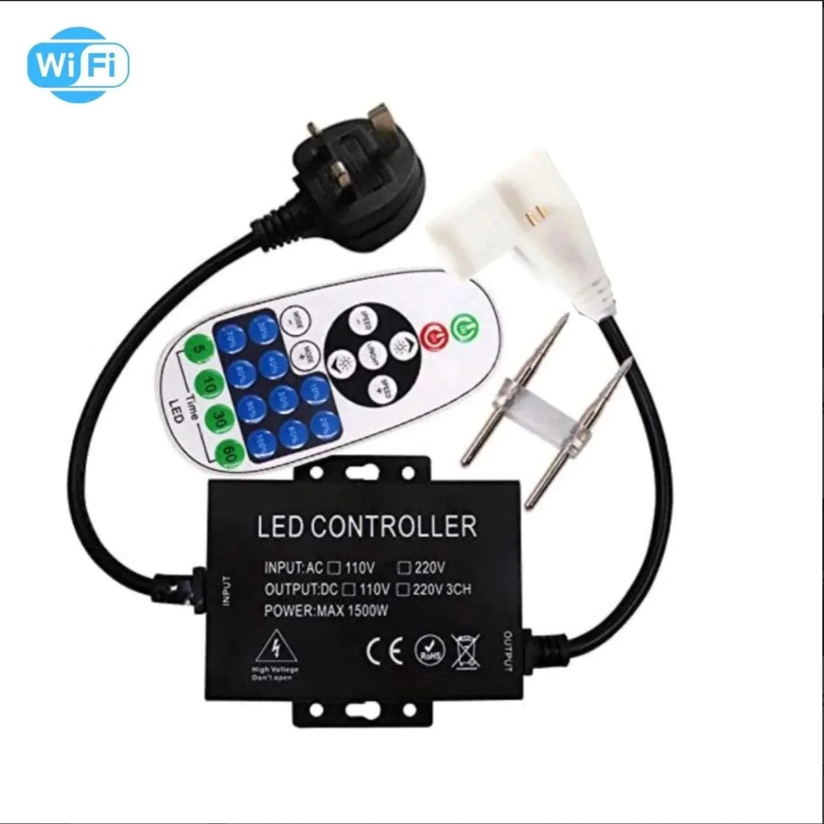 COB LED Strip 220V 240V WIFI Dimmer Controller with 23-Key RF Remote Control 1500W for Brightness Adjustment — House of LEDs UK