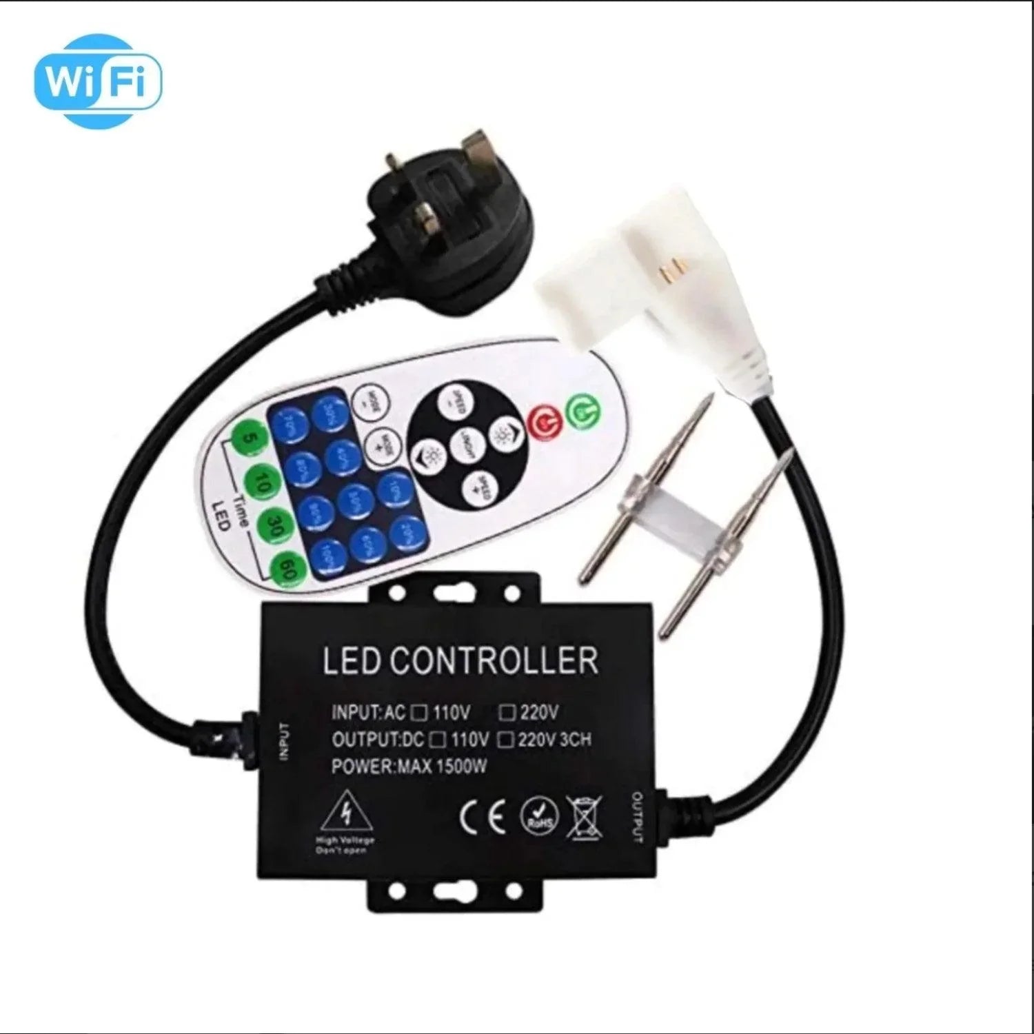 COB LED Strip 220V 240V WIFI Dimmer Controller with 23-Key RF Remote Control 1500W for Brightness Adjustment — House of LEDs UK
