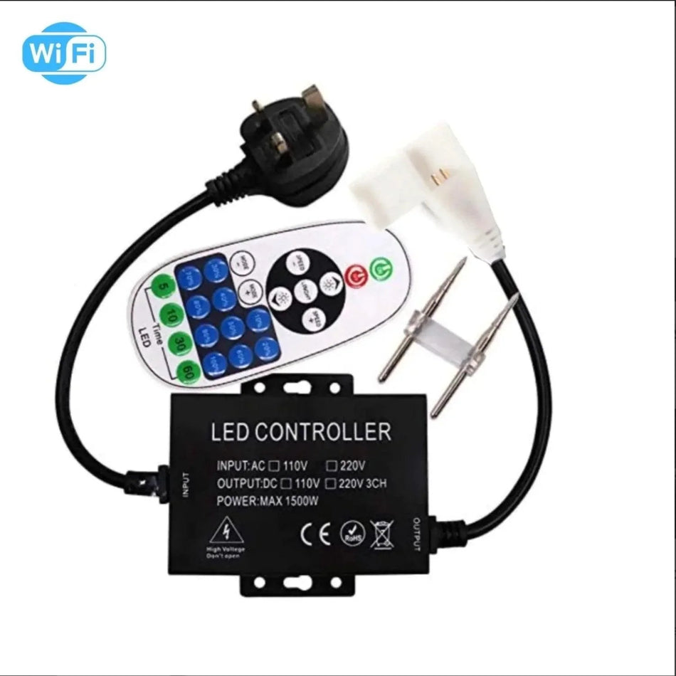 COB LED Strip 220V 240V WIFI Dimmer Controller with 23-Key RF Remote Control 1500W for Brightness Adjustment — House of LEDs UK