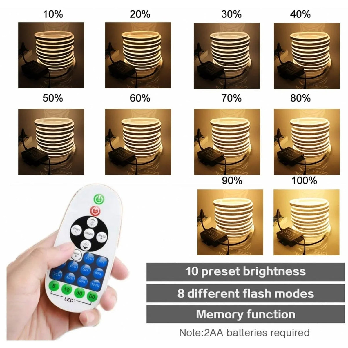 COB LED Strip AC 220 240V 23-Key RF Remote Control 1500W Dimmer Transformer for Brightness Adjustment — view 3 — House of LEDs UK