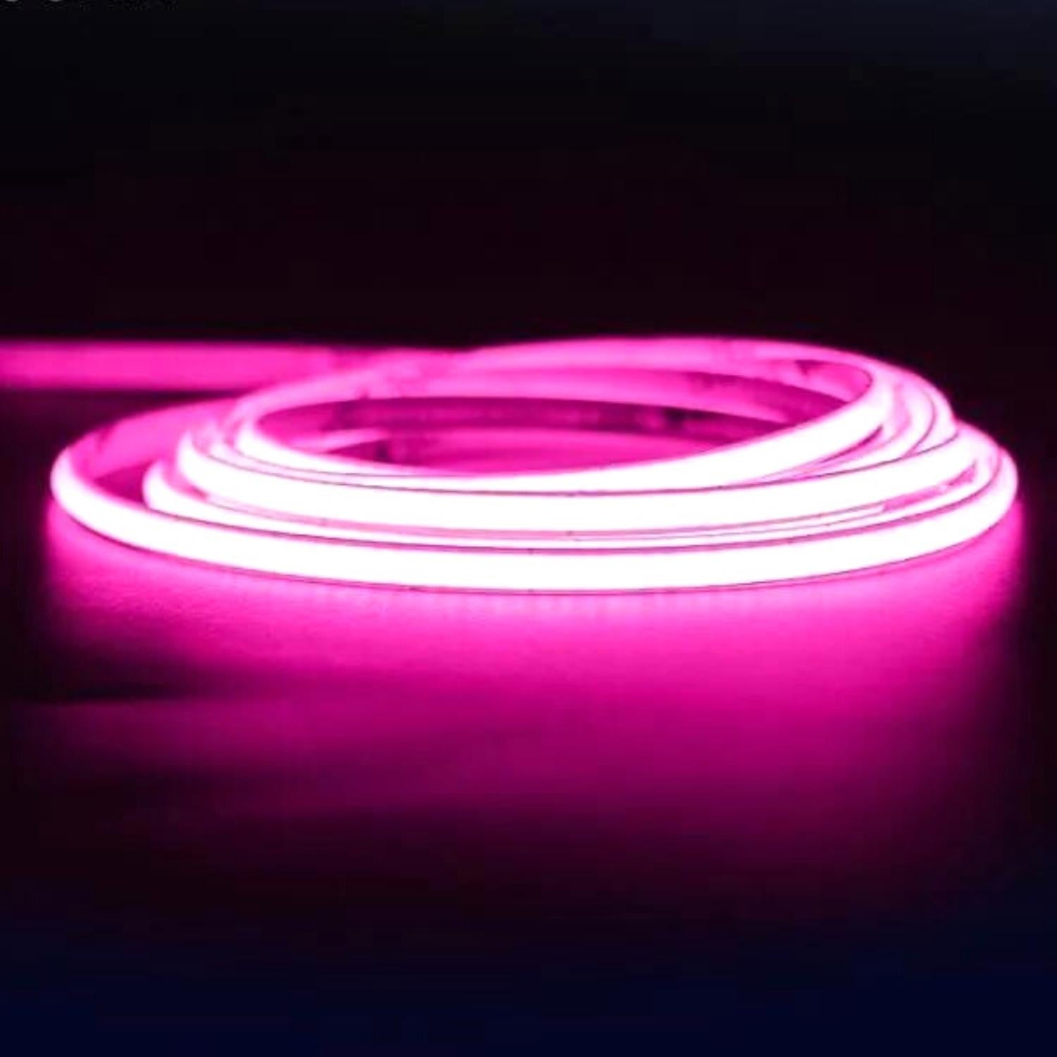 COB LED Strip Light Pink Neon Flex 220V 240V 288 LEDs/m IP65 with UK Plug - House of LEDS