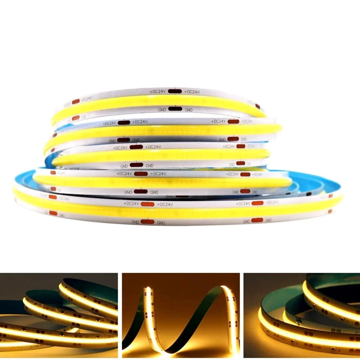 COB LED Strip Light Warm White 3000K 24V 352 LEDs/m IP20 Waterproof — view 3 — House of LEDs UK