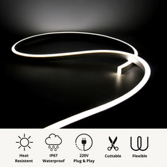 Cool White LED Neon Flex Wireless 8x16mm 120LEDs/m 220V 240V IP65 Waterproof with UK Plug - House of LEDS