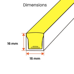 Cool White Neon Flex 6000K 16x16mm 220V 240V Top Bend IP65 10cm Cut with UK Plug - House of LEDS