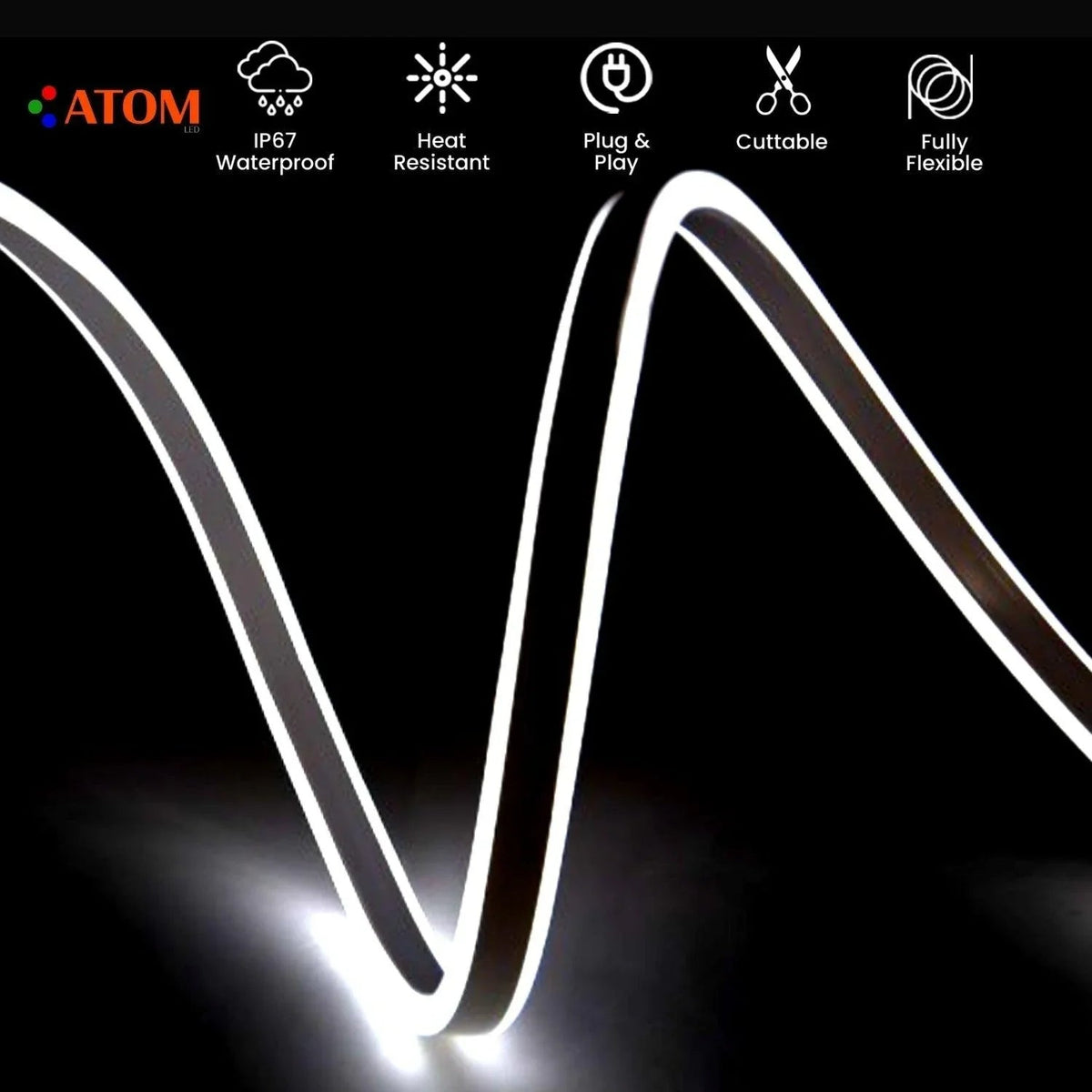 Cool White Neon Flex Double Side 220V 240V 120LED/m 8x16mm IP67 Waterproof Full Kit — view 4 — House of LEDs UK
