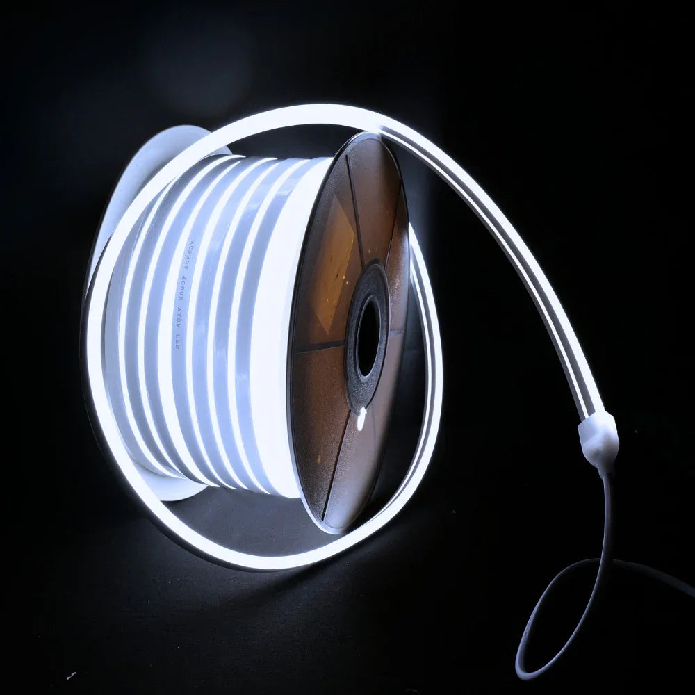 Cool White LED Neon Flex Wireless 8x16mm 120LEDs/m 220V 240V IP65 Waterproof with UK Plug