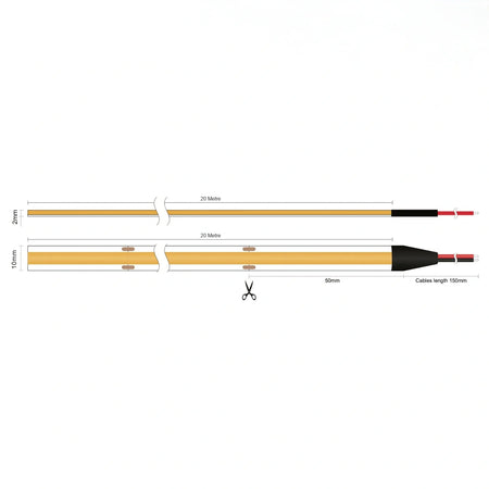 Daylight 5000K COB LED Strip 24V 10mm 480LEDs/m IP20 20m Run — product view 2