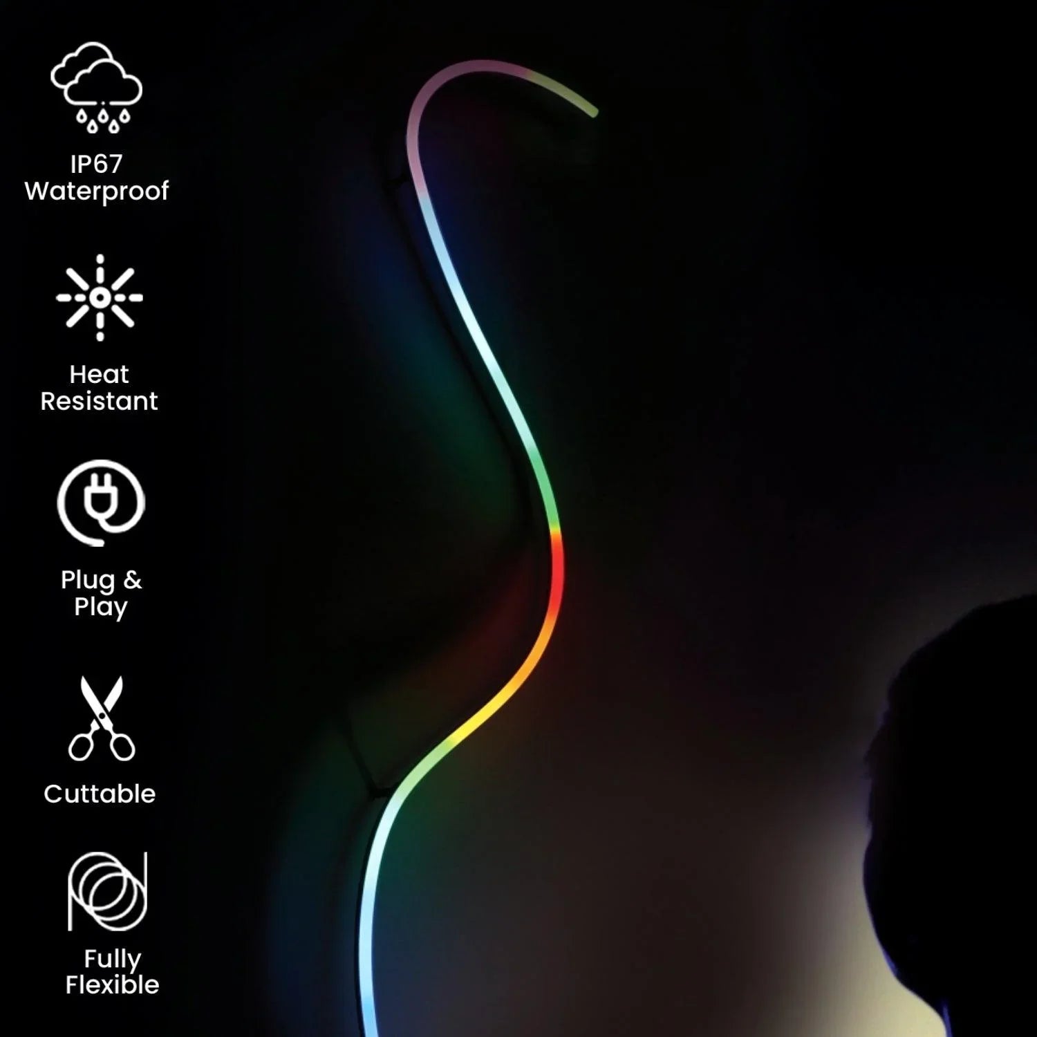 Digital Pixel RGB Neon Flex 24V Addressable 16x16mm IP65 Waterproof WS2811 — view 8 — House of LEDs UK