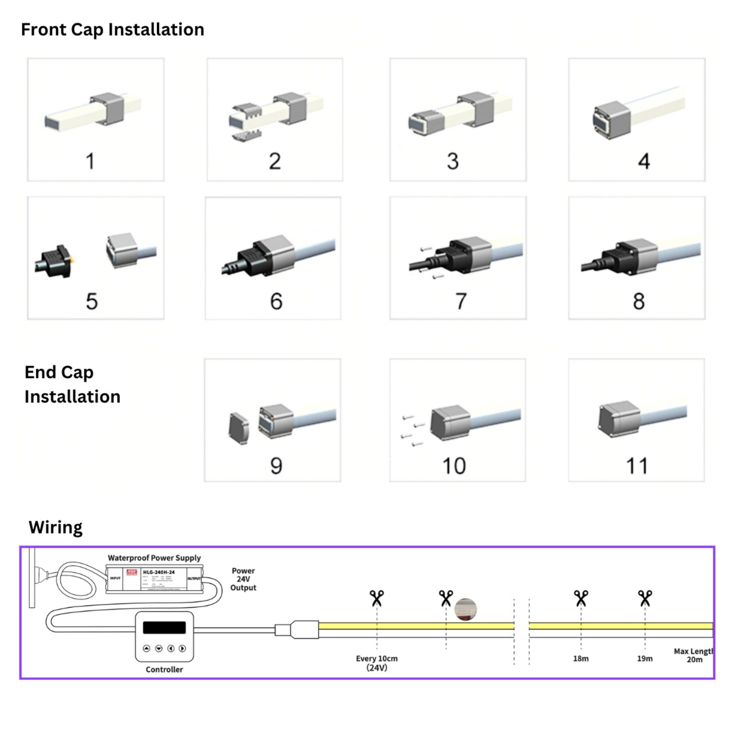 Digital Pixel RGB Neon Flex DC 24V IP68 Fully Waterproof 10x20mm Addressable WS2811 - House of LEDS