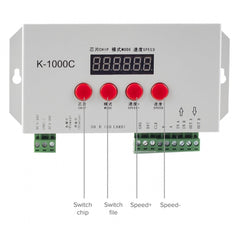 Digital RGB Pixel Controller K-1000C (T-1000S Updated) WS2812B WS2815 SK6812 WS2811 WS2801 LED Strip LED Matrix LED String 1536 Pixels Controller DC5-24V Addressable Programmable Controller with SD Card - House of LEDS