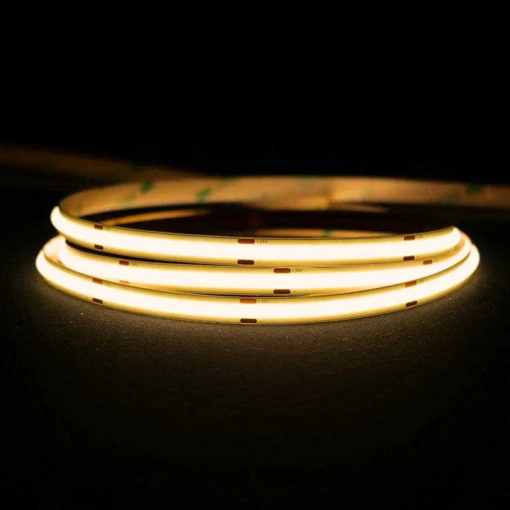Warm White 3000K COB LED Strip 24V 480LEDs/m IP20 20m Run — House of LEDs UK
