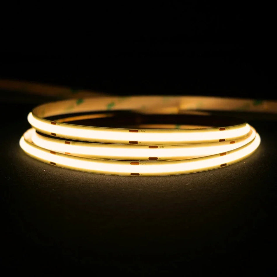 Warm White 3000K COB LED Strip 24V 480LEDs/m IP20 20m Run — House of LEDs UK