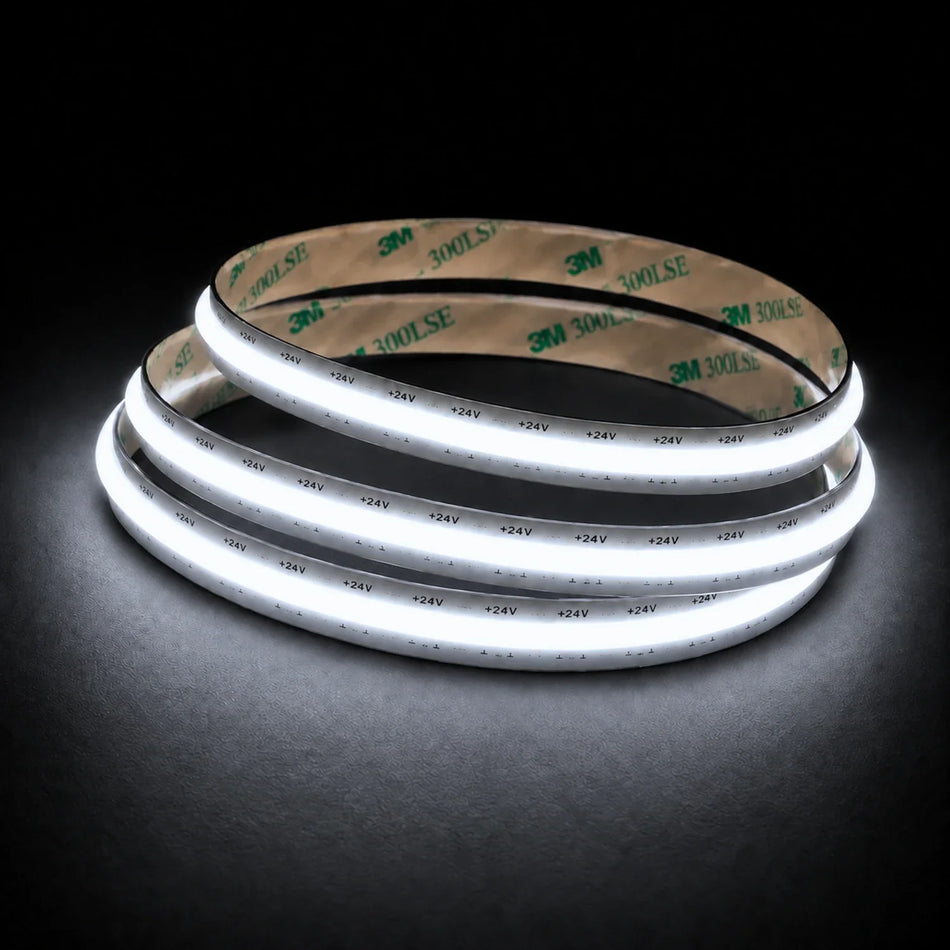 Cool White 6500K FreeCut COB LED strip 24V 8mm IP20 illuminated coil