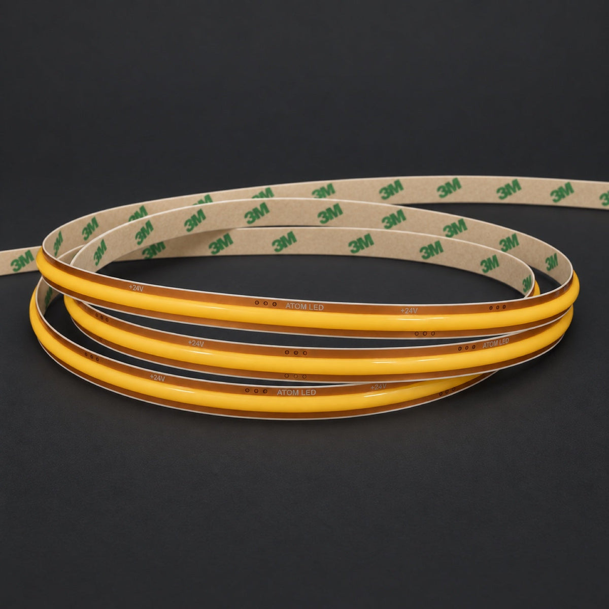 FreeCut COB LED strip switched off, showing the 3M adhesive backing