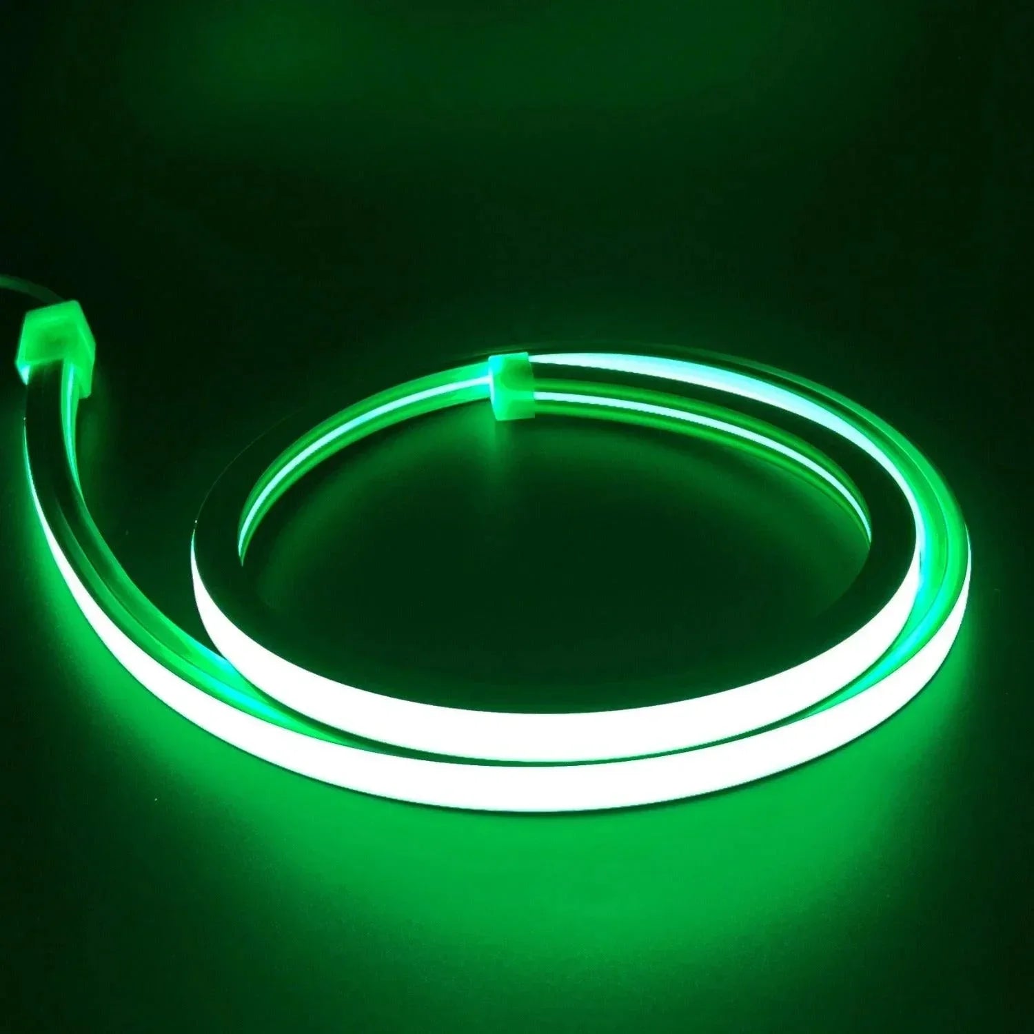 Green LED Neon Flex 220V 240V Flat Shape Top Bend 20cm Cut IP65 with UK Plug — view 2 — House of LEDs UK