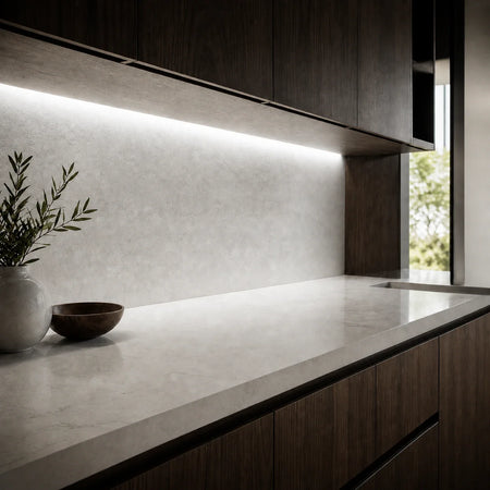 Natural White 4000K COB LED strip installed under kitchen cabinets