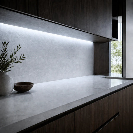 Cool White 6500K COB LED strip installed under kitchen cabinets