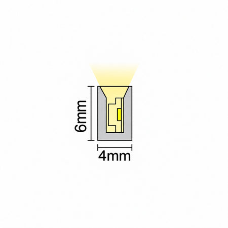 House of LEDs — 4x6mm FreeCut Mini Neon Flex dimension diagram showing 4mm width and 6mm height