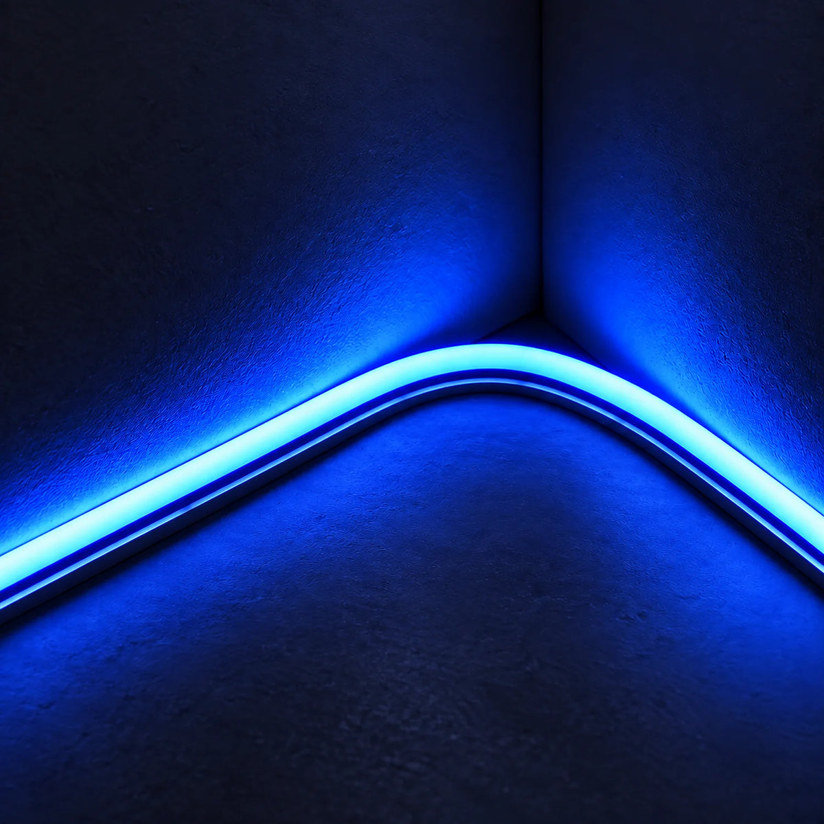 House of LEDs 8×16mm 220–240V blue neon flex illuminating a curved inside corner