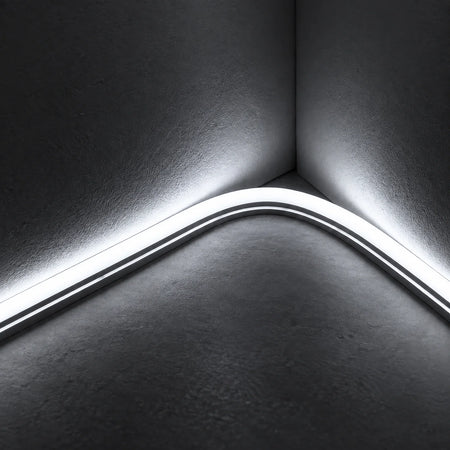 House of LEDs 8×16mm 220–240V cool white neon flex illuminating a curved inside corner