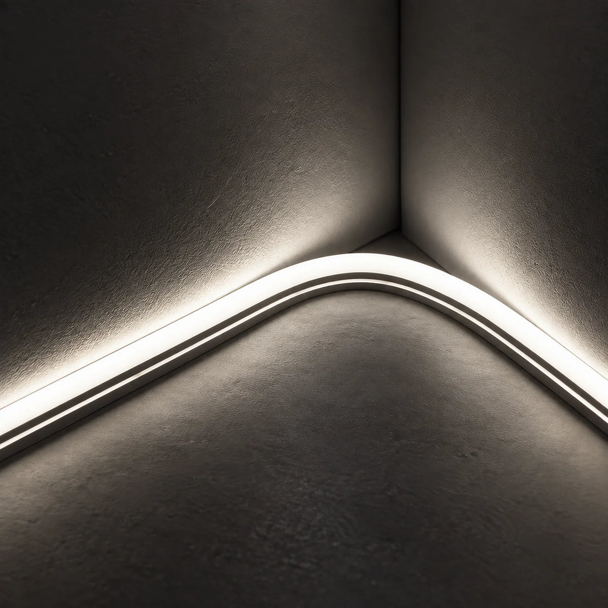 House of LEDs 8×16mm 220–240V natural 4000k neon flex illuminating a curved inside corner