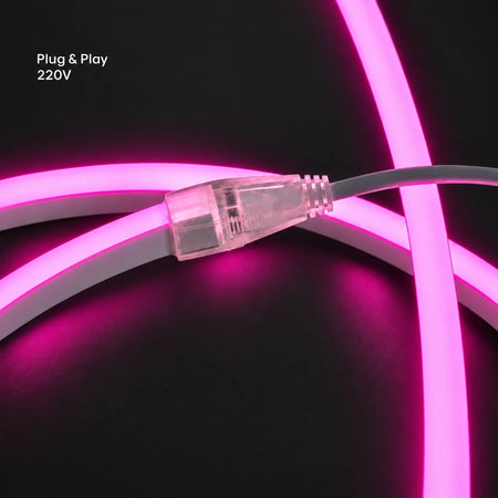 House of LEDs pink 8×16mm 220–240V plug-and-play neon flex