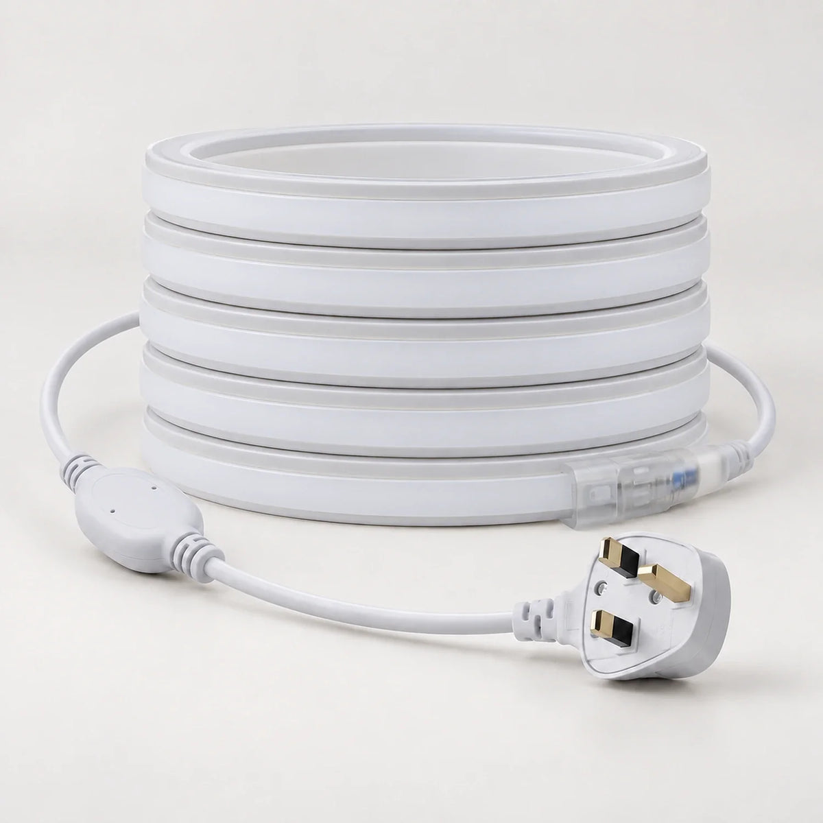 House of LEDs 8×16mm 220–240V neon flex switched off, with inline connector and UK plug