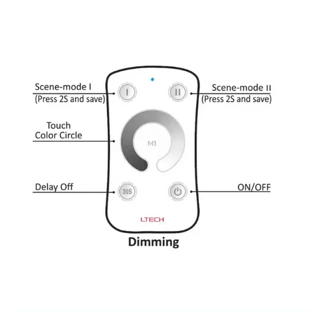 L Tech LED Mini RF DIM - M1/M3-3A Touch Remote Controller Dimmer Receiver for Single Colour LED Lighting Strip 12V 24V — view 2 — House of LEDs UK
