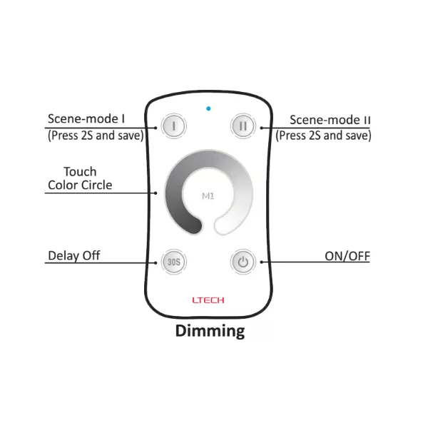 L Tech LED Mini RF DIM - M1/M3-3A Touch Remote Controller Dimmer Receiver for Single Colour LED Lighting Strip 12V 24V - House of LEDS