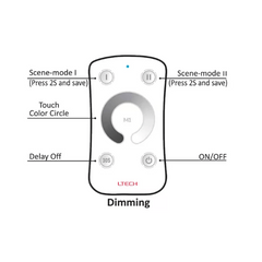 L Tech LED Mini RF DIM - M1/M3-3A Touch Remote Controller Dimmer Receiver for Single Colour LED Lighting Strip 12V 24V - House of LEDS