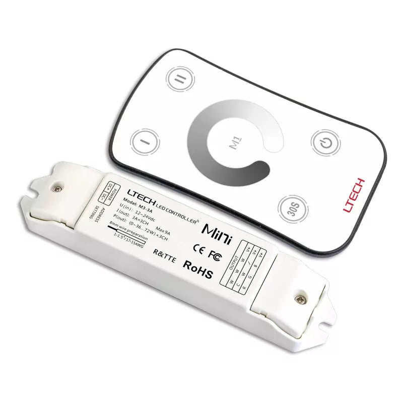 L Tech LED Mini RF DIM - M1/M3-3A Touch Remote Controller Dimmer Receiver for Single Colour LED Lighting Strip 12V 24V - House of LEDS