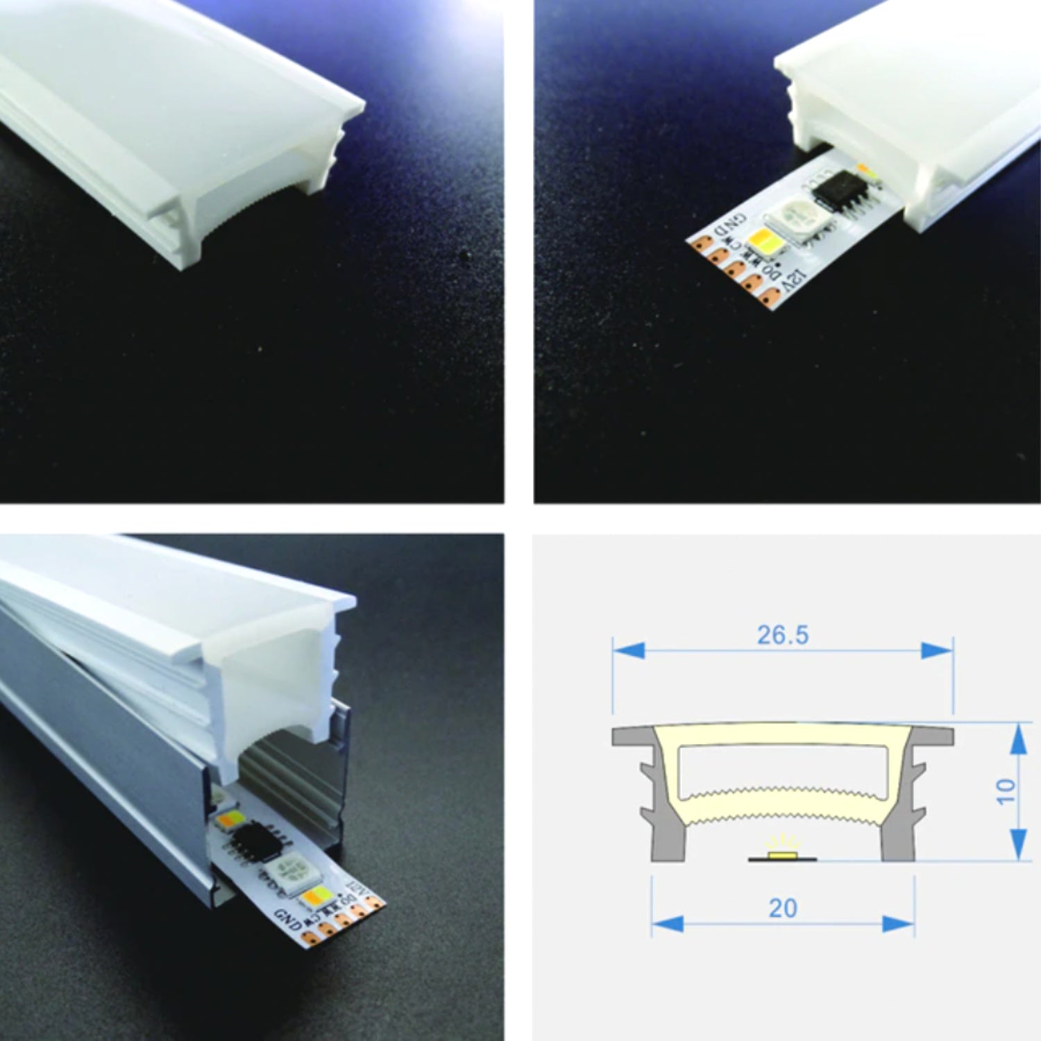 LED Neon Flex & LED Strip Silicone Cover Body Flexible Bendable 20x10mm - House of LEDS