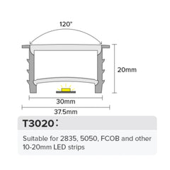 LED Neon Flex & LED Strip Silicone Cover Body Flexible Bendable 30x20mm - House of LEDS