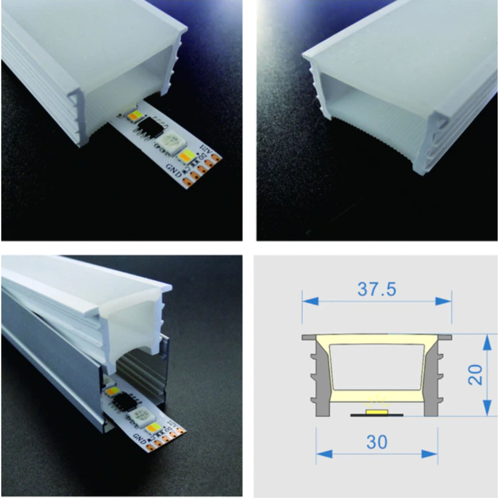 LED Neon Flex & LED Strip Silicone Cover Body Flexible Bendable 30x20mm - House of LEDS