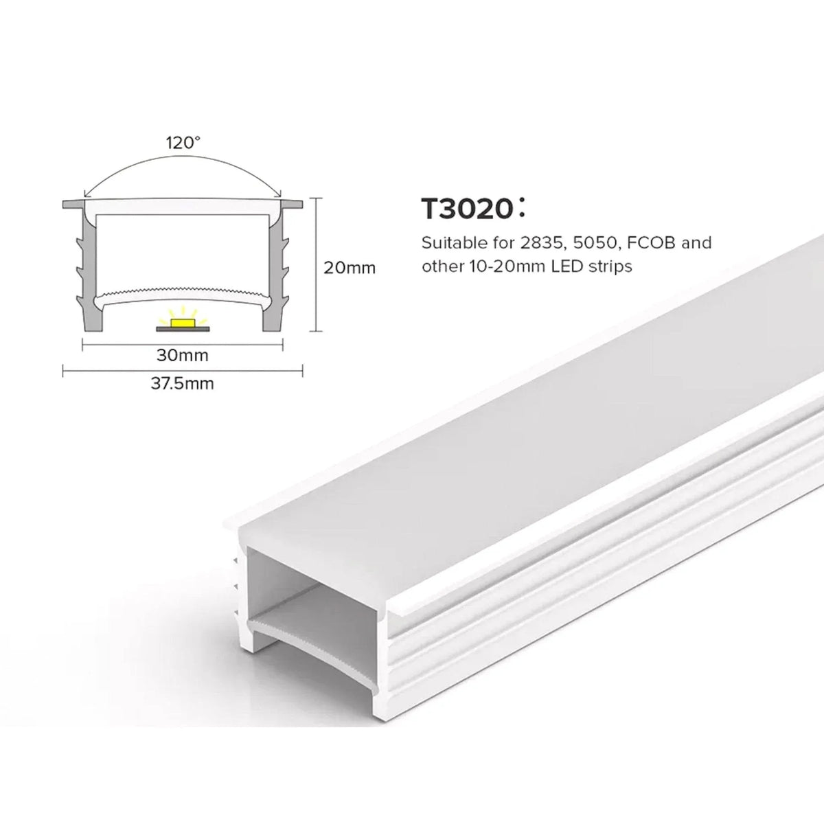 LED Neon Flex & LED Strip Silicone Cover Body Flexible Bendable 30x20mm — view 2 — House of LEDs UK