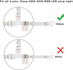 LED Strip Accessories 5pcs L Shape PCB RGB Connectors 4 pin 10mm - House of LEDS