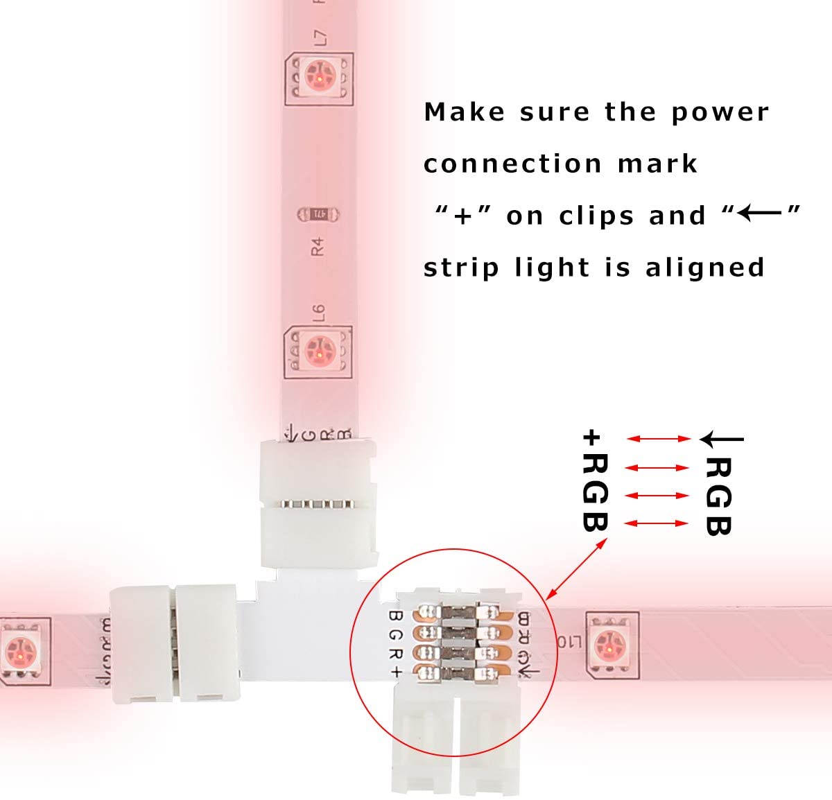 LED Strip Accessories 5pcs L Shape PCB RGB Connectors 4 pin 10mm - House of LEDS