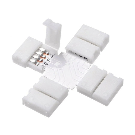 LED Strip Accessories 5pcs + Shape PCB RGB Connectors 4 pin 10mm — House of LEDs UK