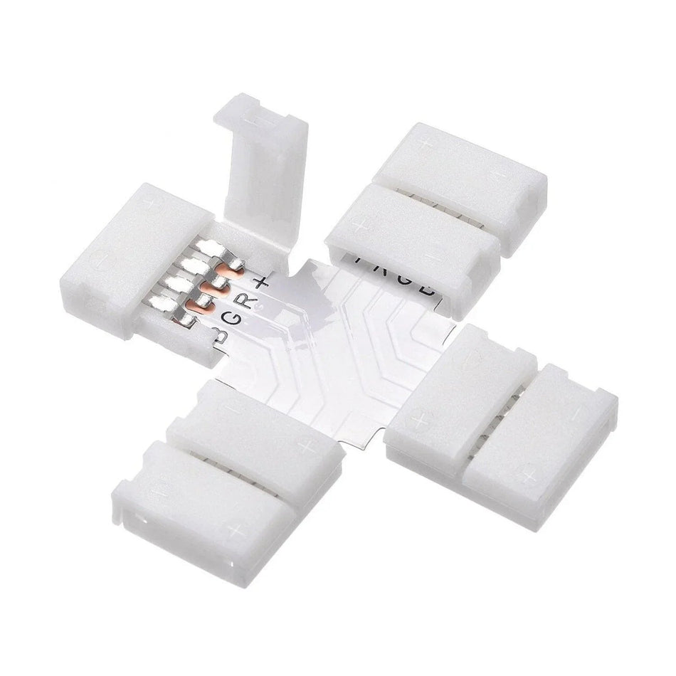 LED Strip Accessories 5pcs + Shape PCB RGB Connectors 4 pin 10mm — House of LEDs UK