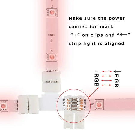 LED Strip Accessories 5pcs + Shape PCB RGB Connectors 4 pin 10mm — view 3 — House of LEDs UK