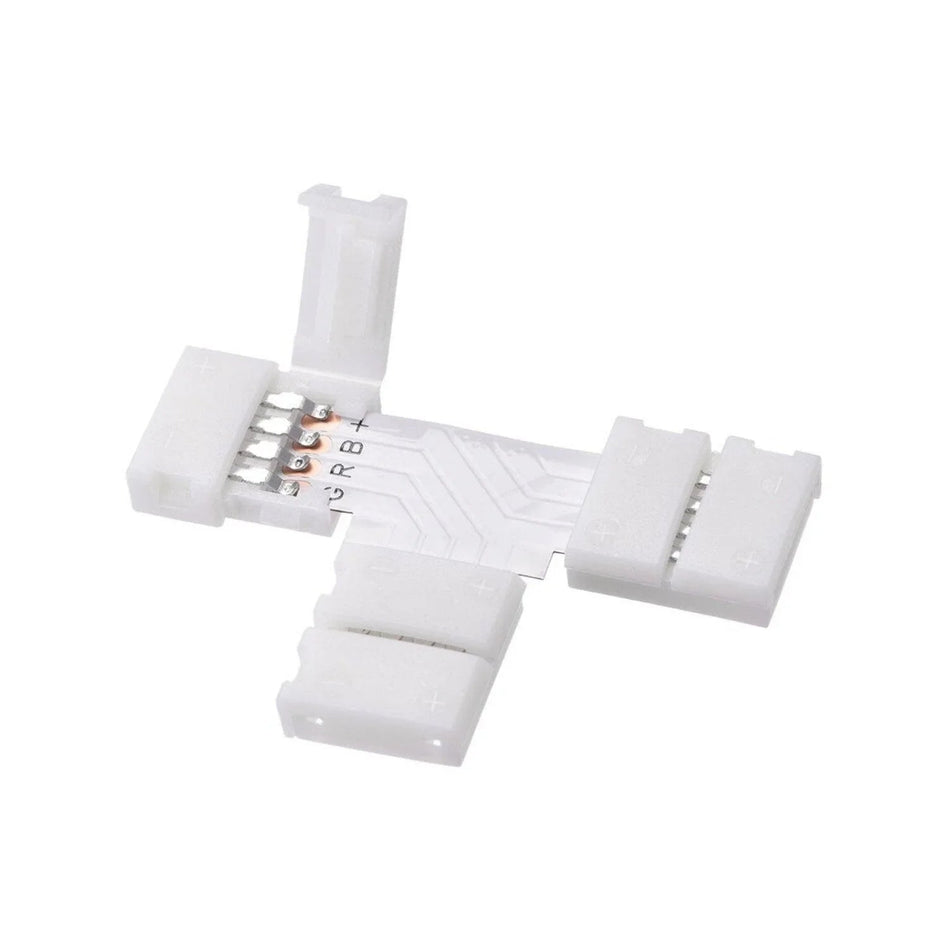 LED Strip Accessories 5pcs T-Shape PCB RGB Connectors 4 pin 10mm — House of LEDs UK