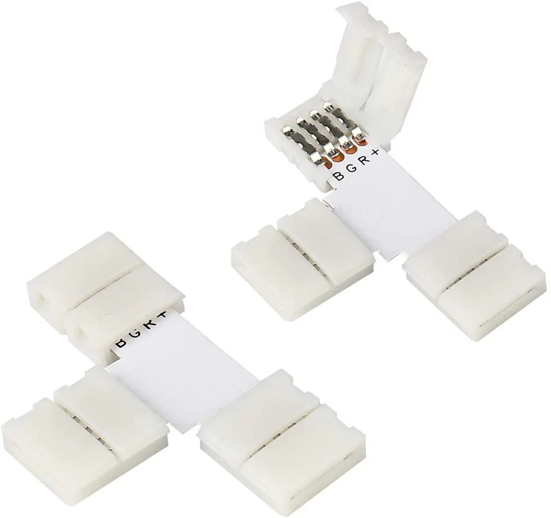 LED Strip Accessories 5pcs T-Shape PCB RGB Connectors 4 pin 10mm — view 2 — House of LEDs UK