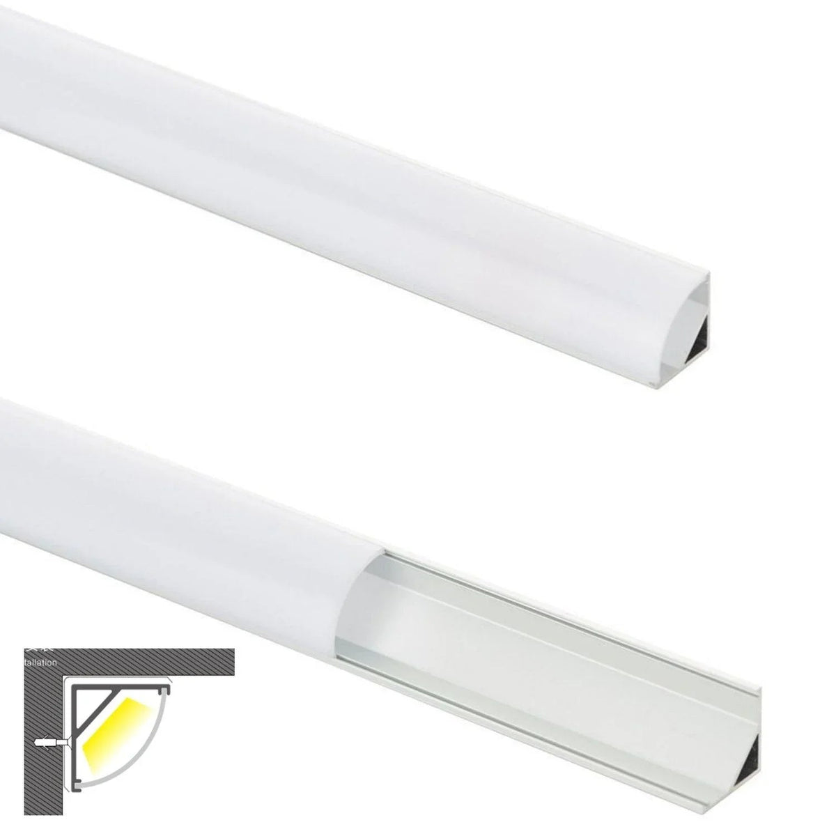 LED Strip Aluminium Corner Profile Milky Cover Cabinet LED Corner Profile 16x16mm - House of LEDs
