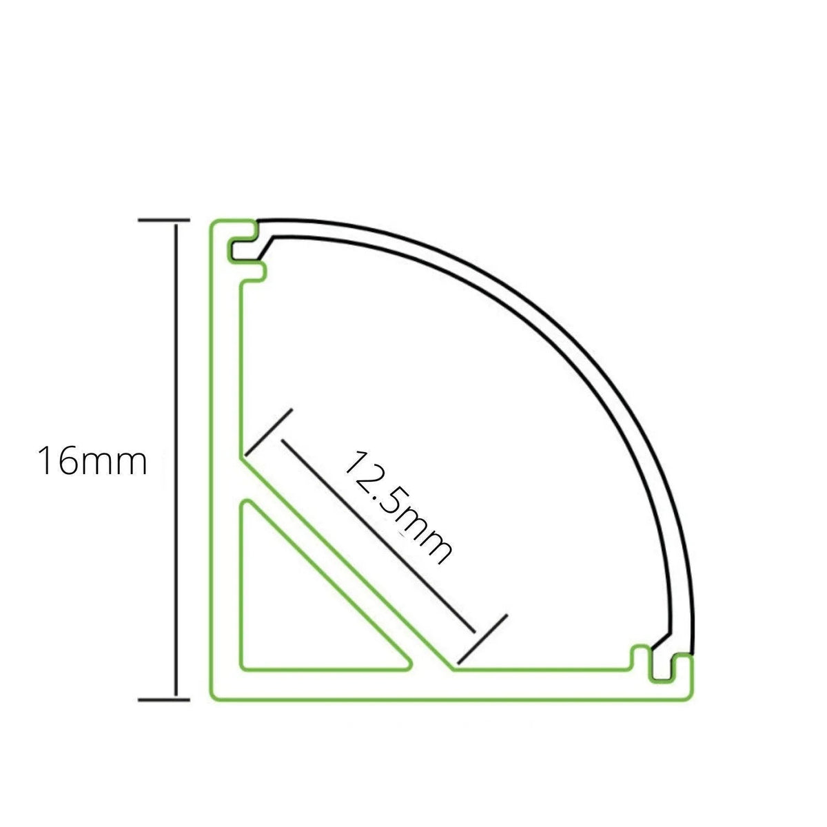 LED Strip Aluminium Corner Profile Milky Cover Cabinet LED Corner Profile 16x16mm - House of LEDs