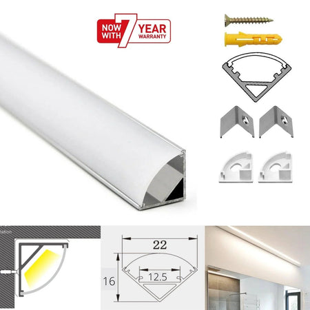 LED Strip Aluminium Corner Profile Milky Cover Cabinet LED Corner Profile 16x16mm - House of LEDs