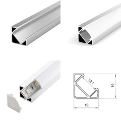 LED Strip Aluminium Corner Profile Milky Cover Cabinet LED Corner Profile 19x19mm - House of LEDS