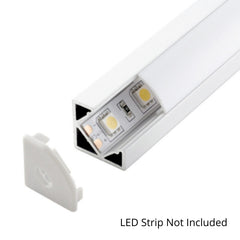 LED Strip Aluminium Corner Profile Milky Cover Cabinet LED Corner Profile 19x19mm - House of LEDS